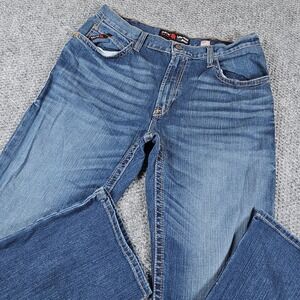 Ariat M4 Low Rise Bootcut Jeans Mens 38x34 Blue Denim Stretch USA Fabric